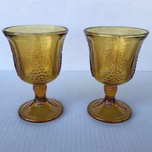 Set Of 2 Indiana Glass Co. Vintage Goblets - Marigold -Harvest Grape Pa…